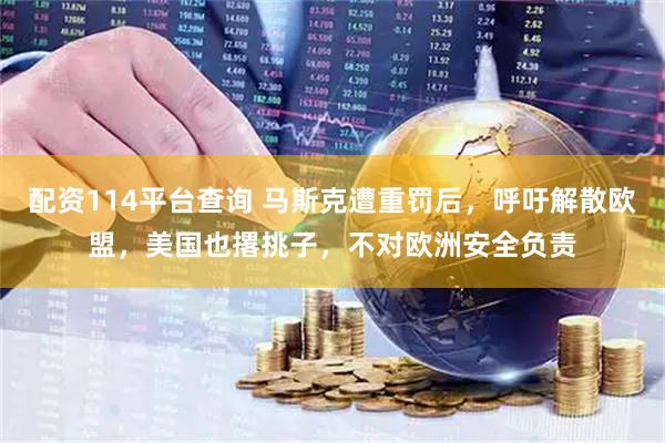 配资114平台查询 马斯克遭重罚后，呼吁解散欧盟，美国也撂挑子，不对欧洲安全负责